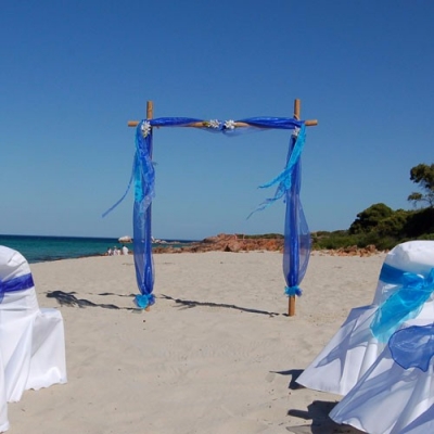 Single Bamboo Arch with Coloured Draping $132.00 (Beach weddings only)