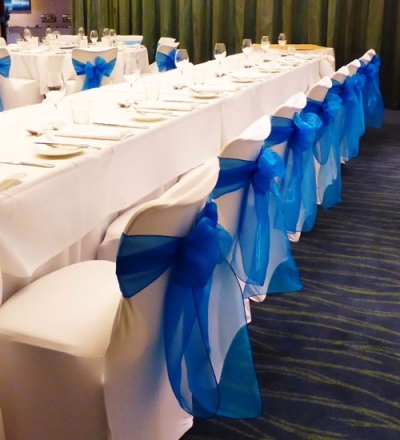 Royal blue organza sash