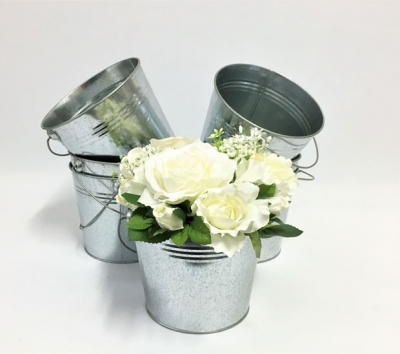 Galvanised flower buckets 17cm x 15cm $4.40 each (flowers not included)