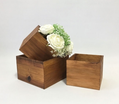 Square wooden boxes $7.70 each (flowers not included)