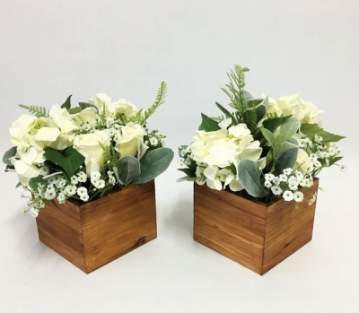 Square wooden flower boxes $7.70 each (flowers not included)