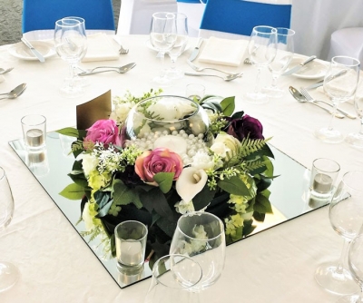 Floral circle centrepiece $POA