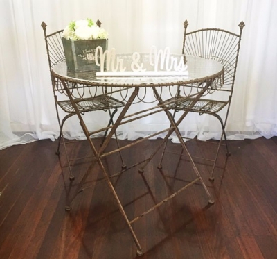 Large French Cafe Signing Table Ensemble $132.00