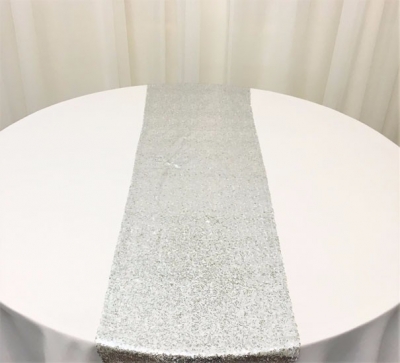 Silver sequin table runner 2.8m $11.00 each