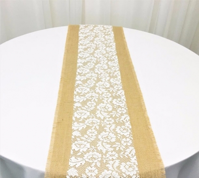 Hessian and lace table runner $13.20 set
