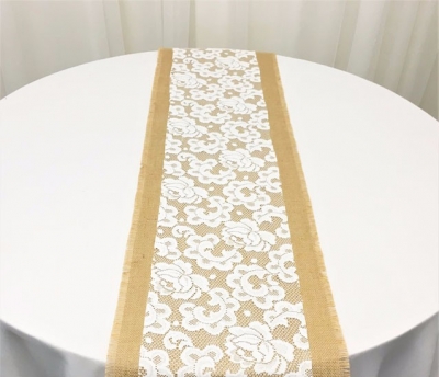 Hessian and lace table runner $13.20 set