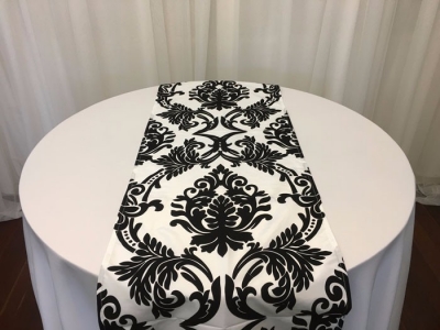 Black & white flocked damask table runner $7.70 each