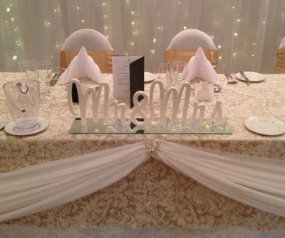 Gold damask banquet tablecloth only $55.00