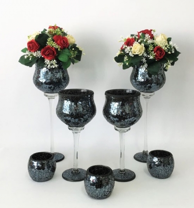 Black mosaic tea light holders