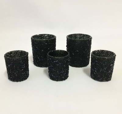 Black beaded tea light holder, Small $1.75 each, large $2.20 each Inc tea light