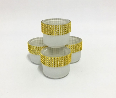 Frosted white and gold diamonte trim tea light holder $2.20 each including tea light