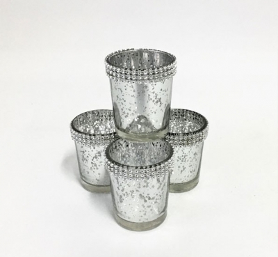 Silver mercury & diamonte tea light holder $1.65 each including tea light