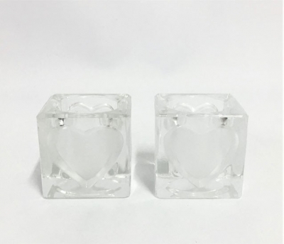 Square frosted glass love heart tea light holder $1.65 each including tea light
