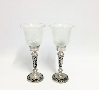 Vintage metal & glass candle holder 30cm $22.00 each (candles not included)