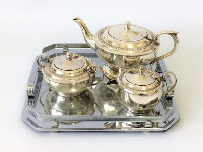 Vintage silver tea set including tray $45.00 set