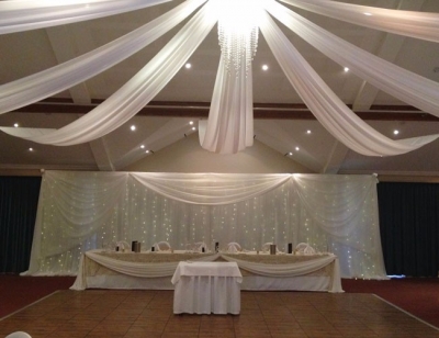 Ceiling drapes and backdrop - Abbey Beach Resort