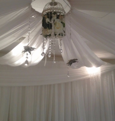 Flower cage and crystal ceiling centrepiece
